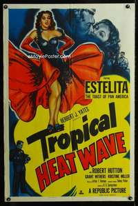 b852 TROPICAL HEAT WAVE one-sheet movie poster '52 super sexy Estelita!