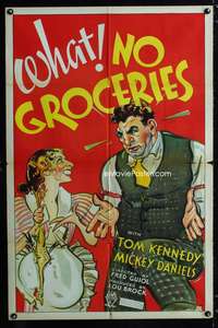 b878 WHAT NO GROCERIES one-sheet movie poster '34 Tom Kennedy, great art!