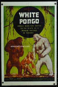 b883 WHITE PONGO one-sheet movie poster R51 two apes with sexy girl image!