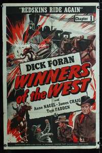 b886 WINNERS OF THE WEST Chap 1 one-sheet movie poster '40 Foran, serial