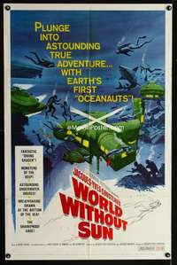 b892 WORLD WITHOUT SUN one-sheet movie poster '65 Jacques-Yves Cousteau