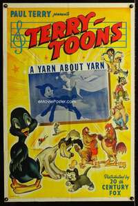 b894 YARN ABOUT YARN one-sheet movie poster '41 Terry Toons, black sheep!