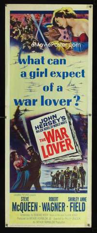 f640 WAR LOVER insert movie poster '62 Steve McQueen, Robert Wagner