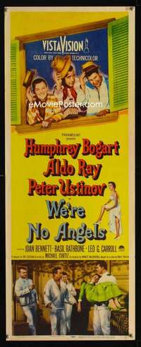 f650 WE'RE NO ANGELS insert movie poster '55 Humphrey Bogart, Ray