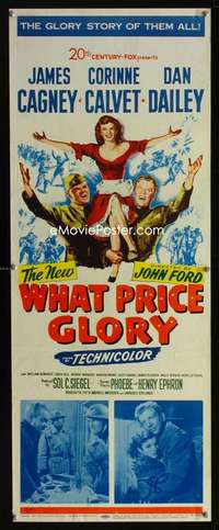 f654 WHAT PRICE GLORY insert movie poster '52 James Cagney, Ford