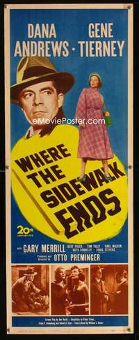 f657 WHERE THE SIDEWALK ENDS insert movie poster '50 Andrews, Tierney