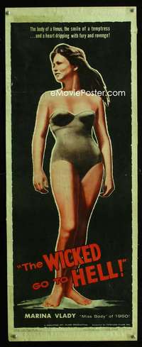 f661 WICKED GO TO HELL insert movie poster '60 sexy Marina Vlady!