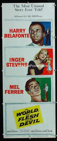 f671 WORLD, THE FLESH & THE DEVIL insert movie poster '59 Belafonte