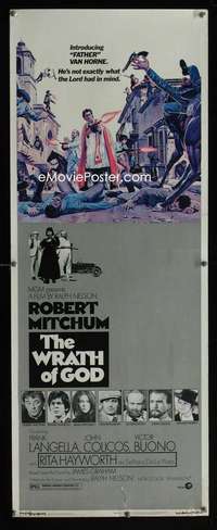 f672 WRATH OF GOD insert movie poster '72 priest Robert Mitchum w/gun!