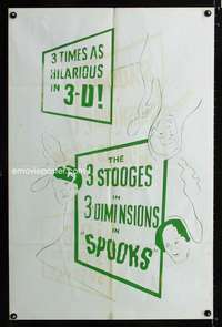 h700 SPOOKS special one-sheet movie poster '53 3 Stooges w/Shemp in 3-D!