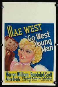 m324 GO WEST YOUNG MAN window card movie poster '36 sexy art of Mae West!