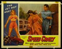 v126 SPEED CRAZY movie lobby card #3 '58 very bad girl gets slapped!