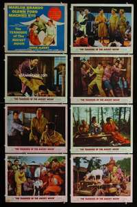 v608 TEAHOUSE OF THE AUGUST MOON 8 movie lobby cards '56 Marlon Brando