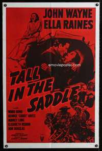 a492 TALL IN THE SADDLE military 1sh R57 great images of John Wayne & pretty Ella Raines!