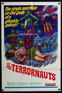 a499 TERRORNAUTS one-sheet movie poster '67 wild alien virgin sacrifice!