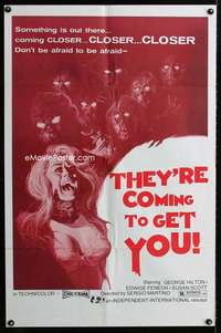 a507 THEY'RE COMING TO GET YOU one-sheet movie poster '72 wild image!