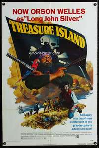 a518 TREASURE ISLAND one-sheet movie poster '72Welles as Long John Silver