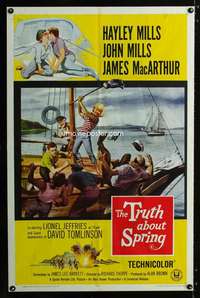 a521 TRUTH ABOUT SPRING one-sheet movie poster '65 Hayley & John Mills!