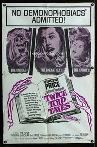 a523 TWICE TOLD TALES one-sheet movie poster '63 Vincent Price horror!