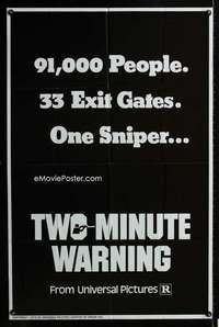 a526 TWO MINUTE WARNING teaser one-sheet movie poster '76 Charlton Heston