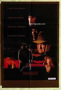 a529 UNFORGIVEN int'l one-sheet movie poster '92 Eastwood, Hackman