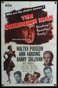 a530 UNKNOWN MAN one-sheet movie poster '51 Walter Pigeon, Ann Harding