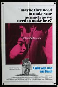 a538 WALK WITH LOVE & DEATH int'l one-sheet movie poster '69 John Huston