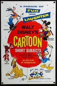 a540 WALT DISNEY'S CARTOON SHORT SUBJECTS one-sheet movie poster '65