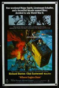 a544 WHERE EAGLES DARE one-sheet movie poster '68 Clint Eastwood, Burton