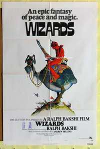 a550 WIZARDS int'l one-sheet movie poster '77 Bakshi, William Stout art!