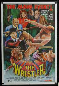 a554 WRESTLER one-sheet movie poster '74 really cool wrestling artwork!