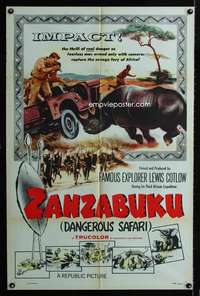 a558 ZANZABUKU one-sheet movie poster '56 Dangerous Safari, savage Africa!