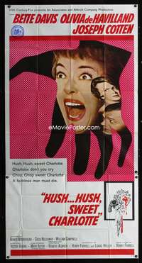 h245 HUSH HUSH SWEET CHARLOTTE three-sheet movie poster '65 Bette Davis