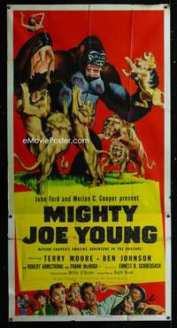 h249 MIGHTY JOE YOUNG three-sheet movie poster R53 first Ray Harryhausen!