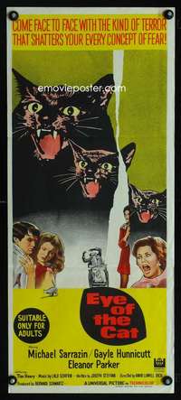 h165 EYE OF THE CAT Australian daybill movie poster '69 feline horror!