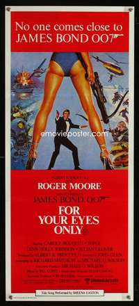 h167 FOR YOUR EYES ONLY Australian daybill movie poster '81 James Bond!