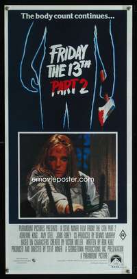 h168 FRIDAY THE 13th 2 Australian daybill movie poster '81 Jason, horror!