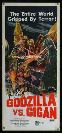 h171 GODZILLA ON MONSTER ISLAND Australian daybill movie poster '72 Toho