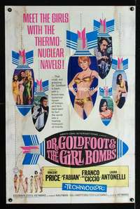 k234 DR GOLDFOOT & THE GIRL BOMBS one-sheet movie poster '66 Mario Bava, AIP