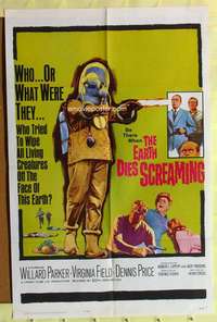 k251 EARTH DIES SCREAMING one-sheet movie poster '64 Terence Fisher, sci-fi