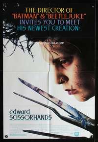 k255 EDWARD SCISSORHANDS one-sheet movie poster '90 Tim Burton, Johnny Depp