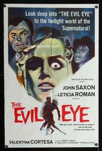 k265 EVIL EYE one-sheet movie poster '64 Mario Bava, what does it want!