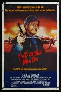 k267 EVIL THAT MEN DO one-sheet movie poster '84 tough Charles Bronson!