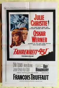 k274 FAHRENHEIT 451 one-sheet movie poster '67 Francois Truffaut, Christie