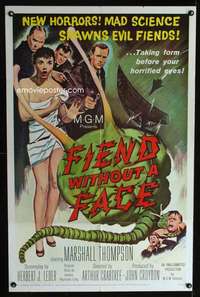 k279 FIEND WITHOUT A FACE one-sheet movie poster '58 bizarre giant brain!