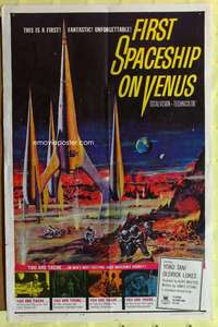 k284 FIRST SPACESHIP ON VENUS one-sheet movie poster '62 German sci-fi!