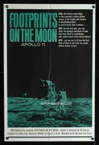 k289 FOOTPRINTS ON THE MOON one-sheet movie poster '69 the real Apollo 11!