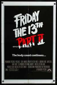 k294 FRIDAY THE 13th 2 one-sheet movie poster '81 Jason, slasher horror!