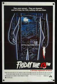 k293 FRIDAY THE 13th one-sheet movie poster '80 Ebel art, horror classic!