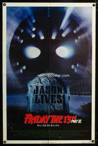 k299 FRIDAY THE 13th 6 one-sheet movie poster '86 Jason Lives, horror!